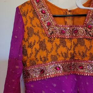 Orange and Purple Anarkali